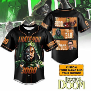 Custom I Hate You 3000 Doctor Doom Baseball Jersey