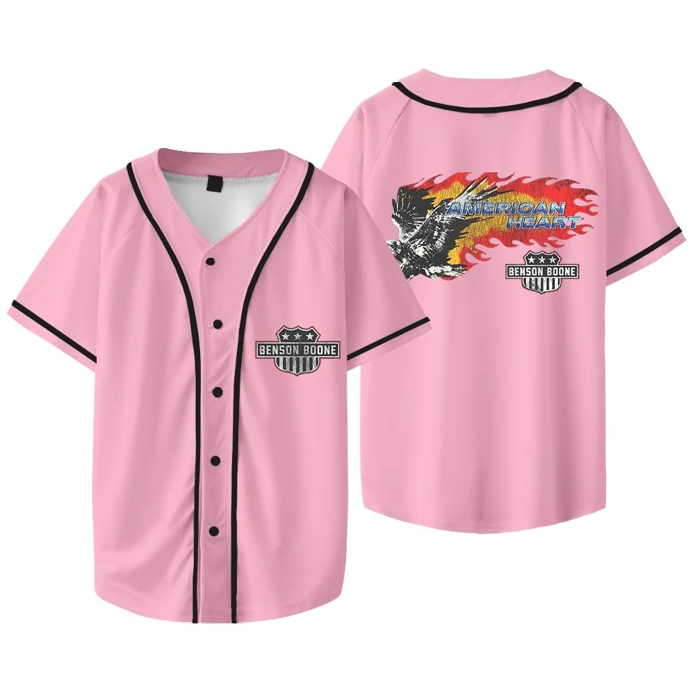 Custom Color Benson Boone American Heart Baseball Jacket Tee Women Men V-neck Short Sleeve Shirts - Image 6