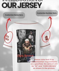 Alternative view of Custom Chris Brown Music Tour 2025 Baseball Jersey, Custom Breezy Jersey, Breezy Bowl XX Baseball Jersey