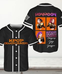 Kpop Demon Hunter Girl Group Jersey Purple Trim Anime Baseball 3D Unisex T-Shirt