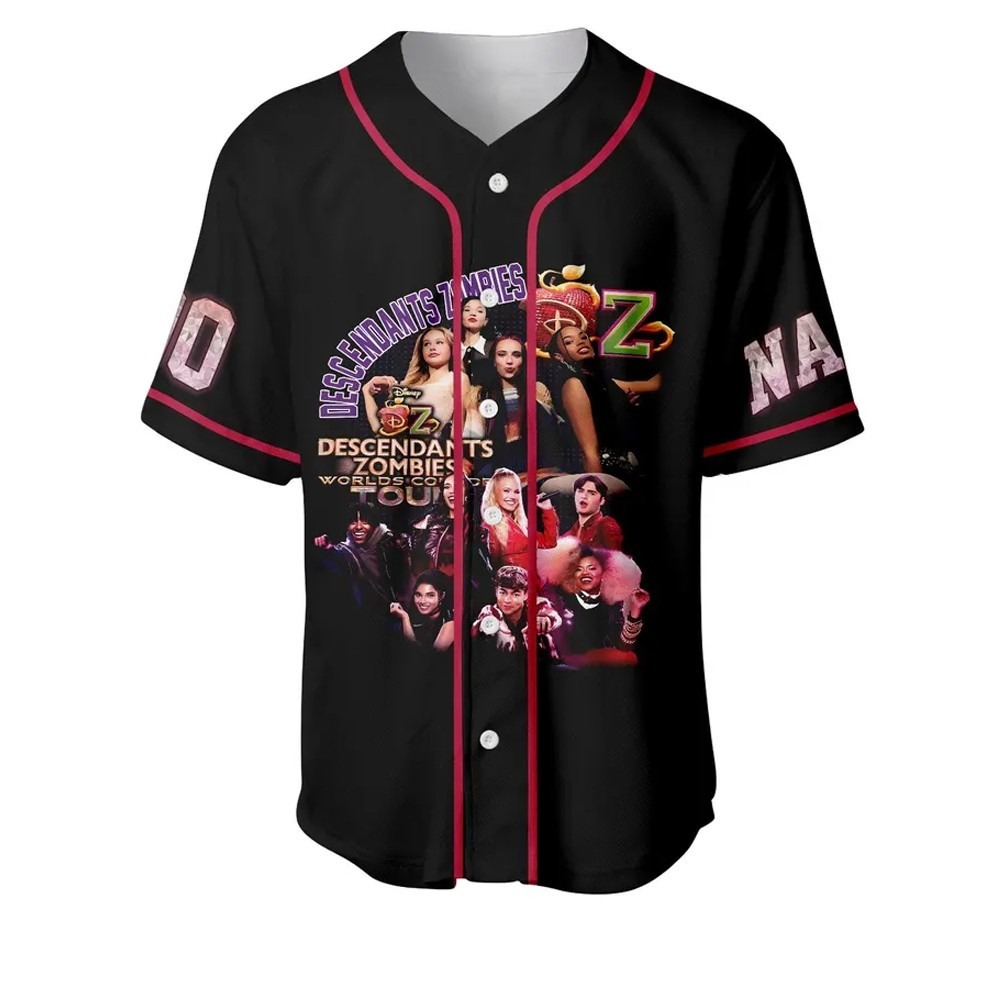 Descendants Zombies Tour Jersey, Worlds Collide 2025 Personalized Baseball Shirt - Image 2