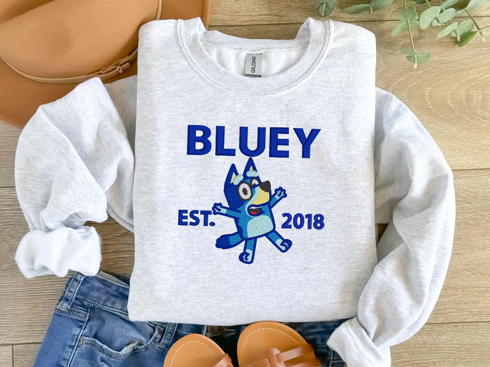 Bluey Embroidered Kid And Adult Sweatshirt