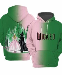 Wicked Movie Inspired Witch And Princess Contrast Gradient 3D Hoodie