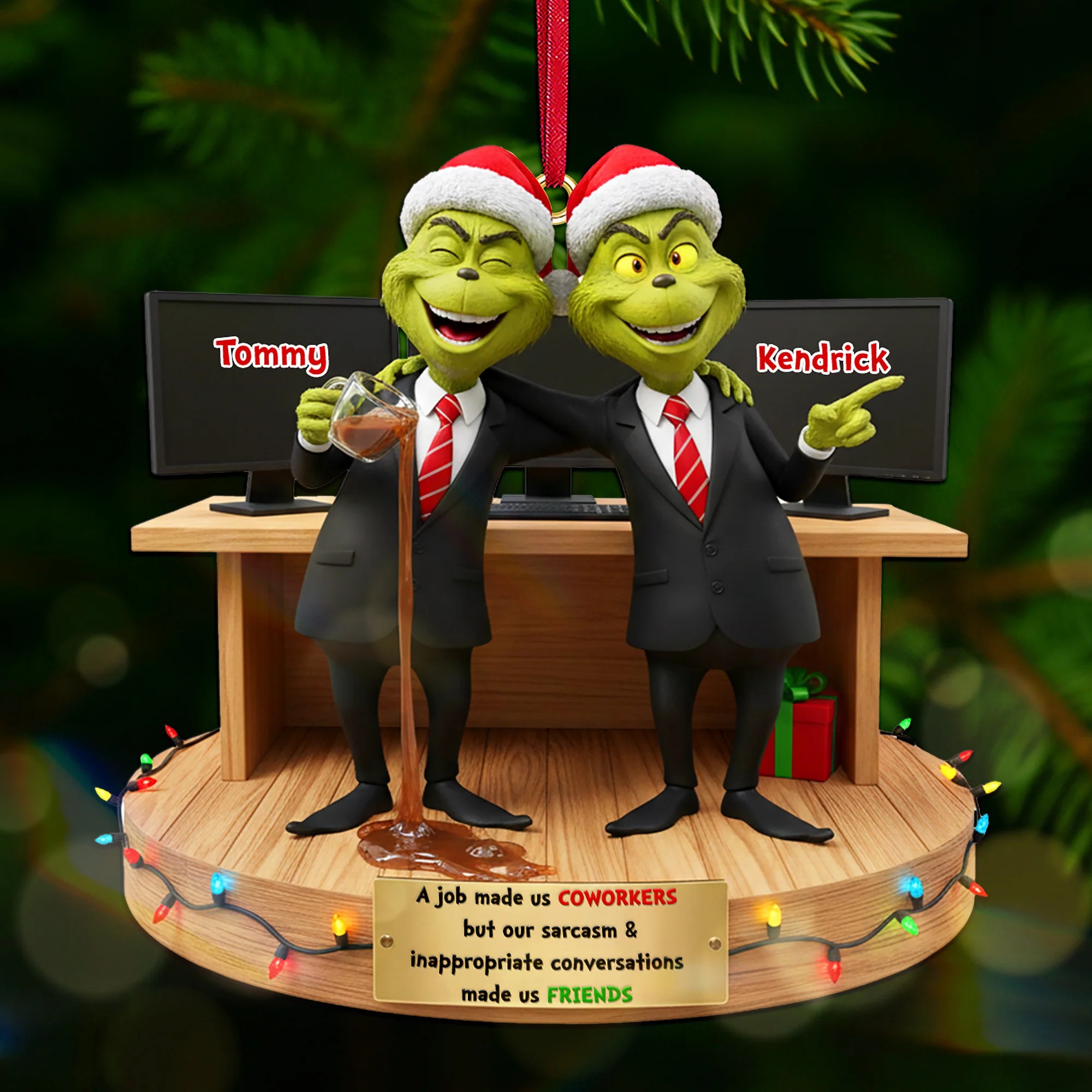Grinch Christmas Ornament, Personalized Christmas Gifts For Coworker Acrylic Ornament