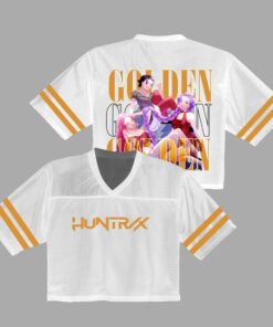 Kpop Demon Hunters Crop Top Football Jersey Full Mesh, Huntrix Golden Mesh Shirt, custom color