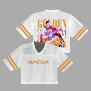 Kpop Demon Hunters Crop Top Football Jersey Full Mesh, Huntrix Golden Mesh Shirt, custom color