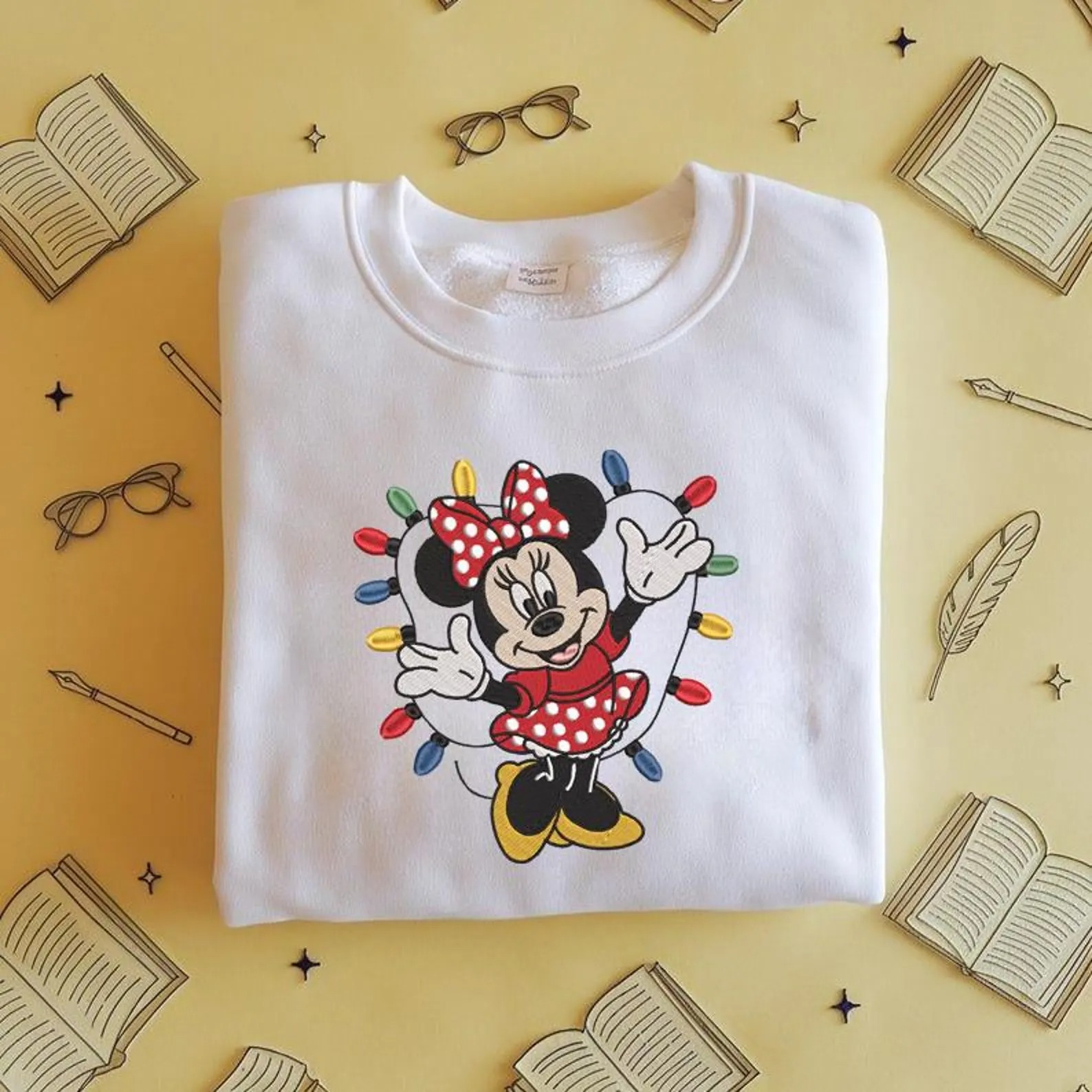Embroidered Minnie Mouse Christmas Sweatshirt, Disney Holiday Embroidered Crewneck, Disney Family Christmas Shirts - Image 3