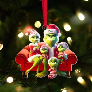 Custom Grinch Family Ornament 2025, Funny Christmas Ornament, Personalized Family Christmas Ornament