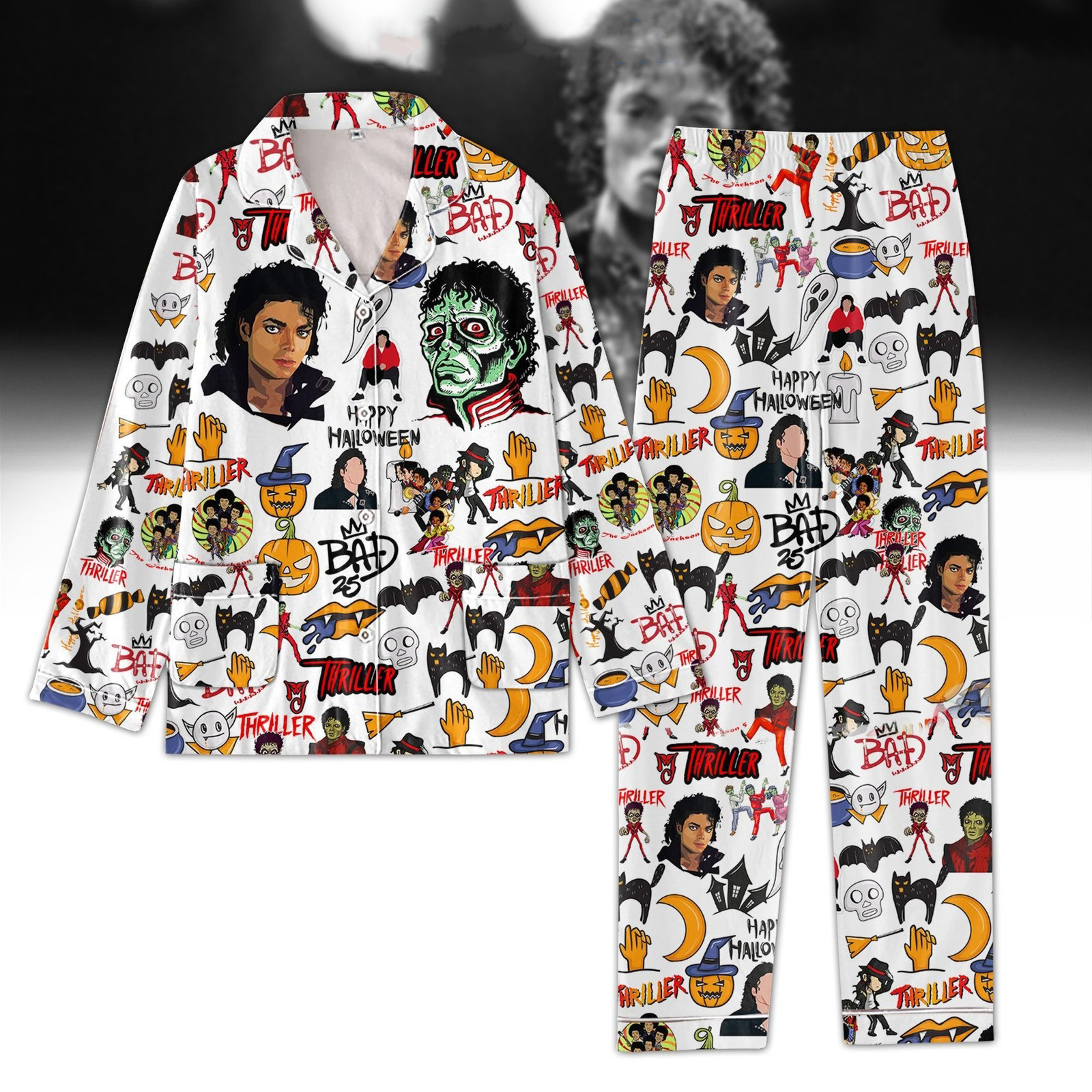 Michael Jackson Thriller Happy Halloween Pajamas Set
