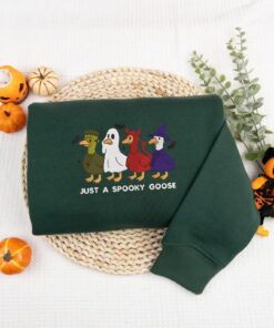 Funny Halloween Goose Embroidered Shirt, Spooky Goose Embroidered Halloween Shirt