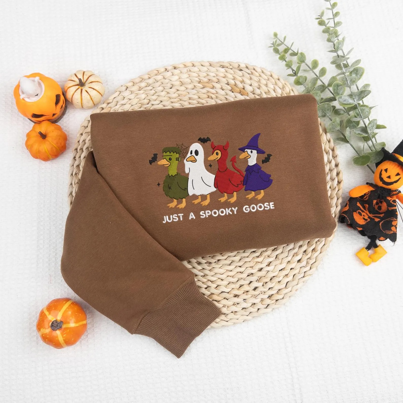 Funny Halloween Goose Embroidered Shirt, Spooky Goose Embroidered Halloween Shirt - Image 3