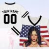 Custom Photo Crop Jersey with USA Flag, Personalized Name Number Mesh Shirt, Kpop Concert Outfit