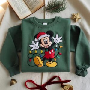 Embroidered Mickey Mouse Christmas Sweatshirt, Disney Holiday Embroidered Crewneck, Disney Family Christmas Shirts