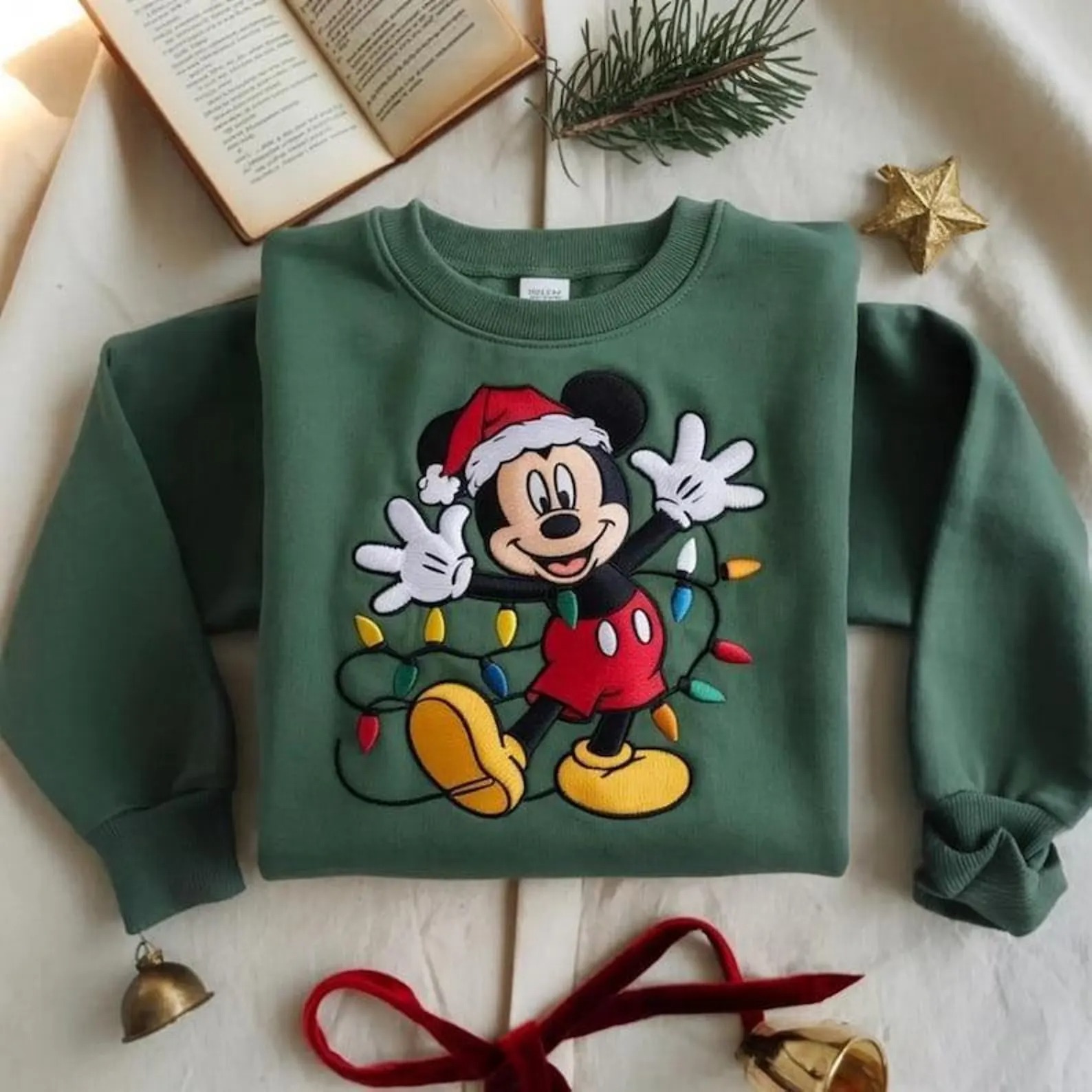 Embroidered Mickey Mouse Christmas Sweatshirt, Disney Holiday Embroidered Crewneck, Disney Family Christmas Shirts