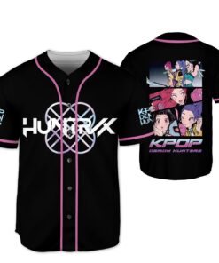 Demon Hunters Huntrix Baseball Jersey – Kpop Anime Streetwear Shirt, K-Pop Demon Hunter Cosplay Top