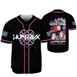 Demon Hunters Huntrix Baseball Jersey – Kpop Anime Streetwear Shirt, K-Pop Demon Hunter Cosplay Top