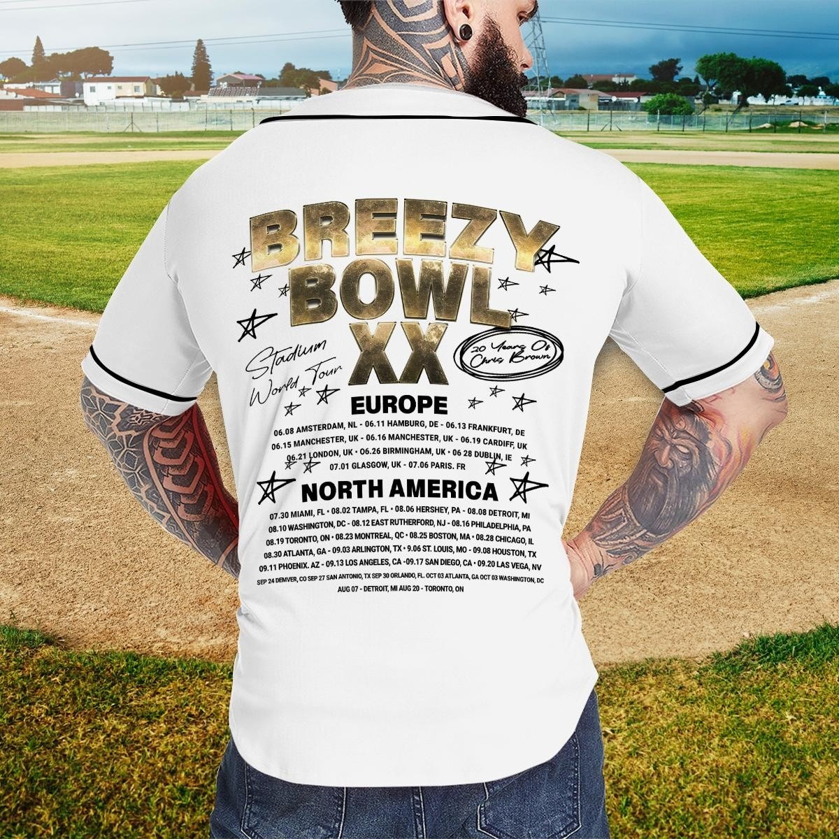 Chris Brown Tour 2025 Shirt, Breezyy Bowl XX Jersey, Unisex Graphic Shirt - Image 4