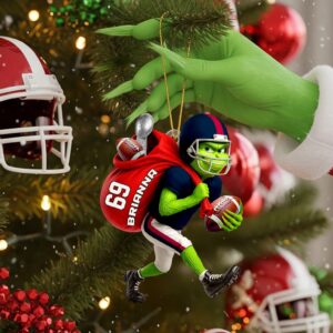 The Grinch Ornament, Merry Grinchmas Ornament, Grinch Football Ornament, Funny Sports Acrylic Ornament