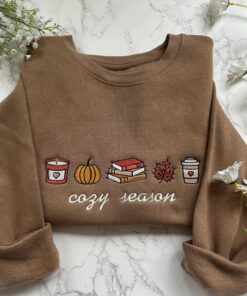Alternative view of Embroidered Cozy Season Sweatshirt, Cute Autumn Sweatshirt, Pumpkin Embroidered Bookish Sweater