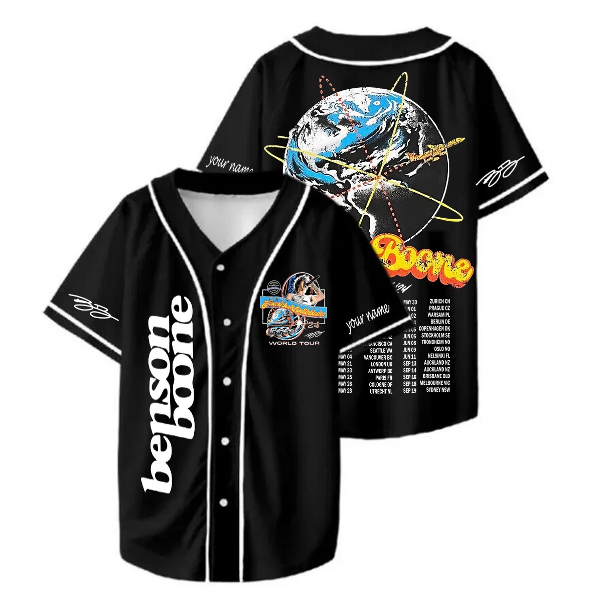 Customized Benson Boone Fireworks & Rollerblades 3D Baseball Jersey