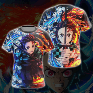 Tanjiro Sun and Water Breathing Techniques Demon Slayer 3D T- Shirt