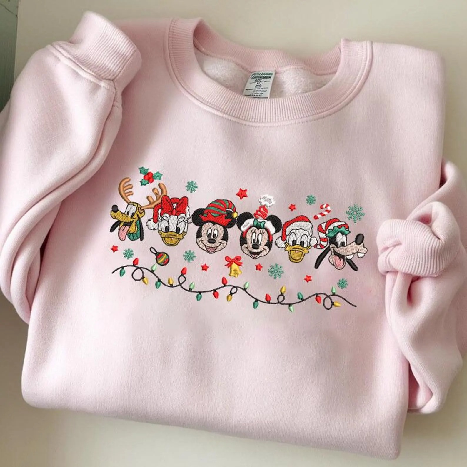 Embroidered Mickey & Friends Christmas Sweatshirt, Disneyland Disneyworld Christmas Embroidery Sweatshirt - Image 3