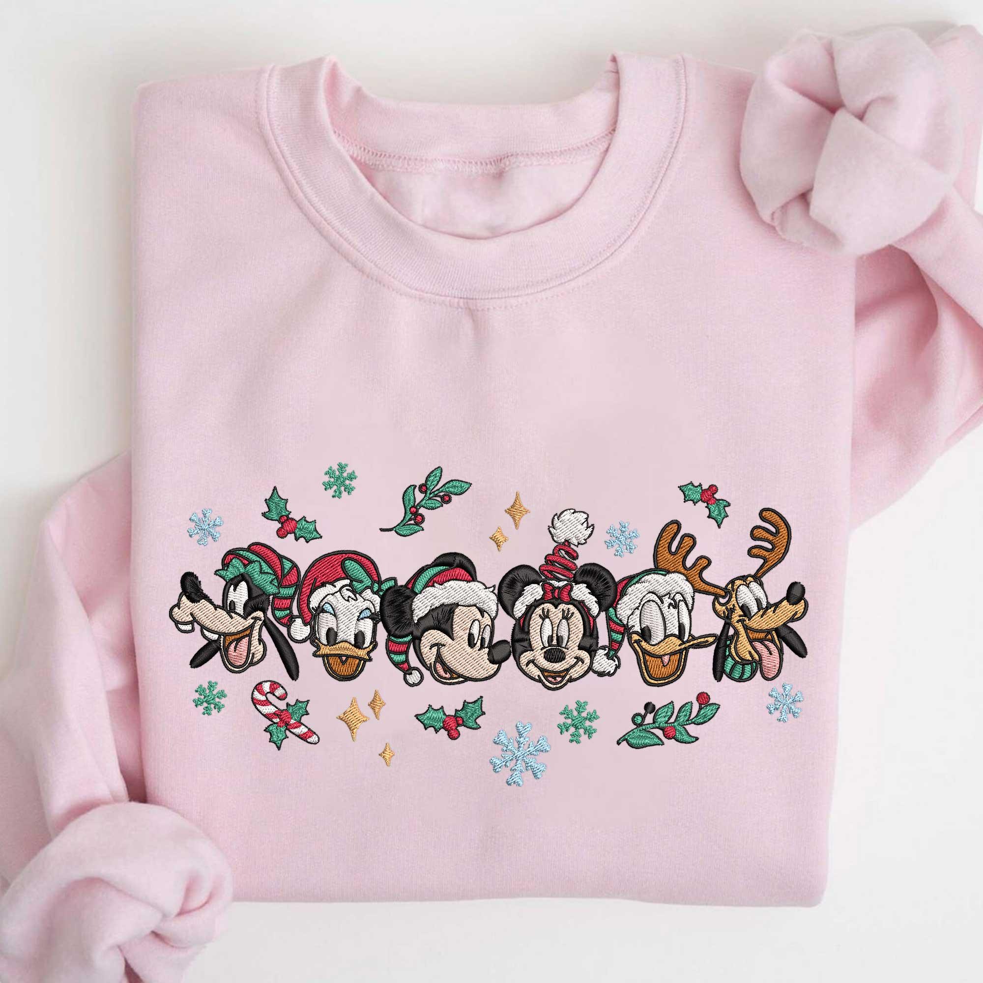 Christmas Embroidered Sweatshirt, Disney Character Embroidery Shirt, Holiday Mickey Minnie Pullover, Cozy Xmas Sweater, Cute Christmas Gift - Image 6