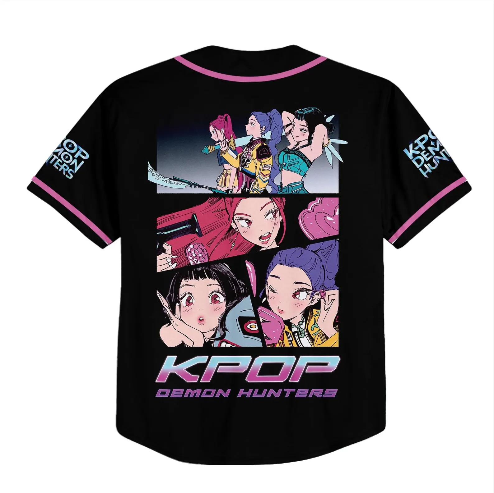 Demon Hunters Huntrix Baseball Jersey – Kpop Anime Streetwear Shirt, K-Pop Demon Hunter Cosplay Top - Image 4