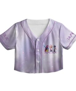 Alternative view of Huntrix Girls Kpop Demon Hunters Crop Top Jersey, K-pop Demon Hunters Merch Shirt, HUNTR/X Girl Rumi Mira Zoey, Bootleg Retro Movie Shirt