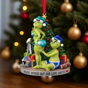 Personalized Grinch Couple Christmas Ornament, Custom Holiday Tree Decoration, Funny Grinch Monster Couple