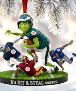 Alternative view of Personalized Grinch Football Ornament, Custom Grinchmas Team Gift