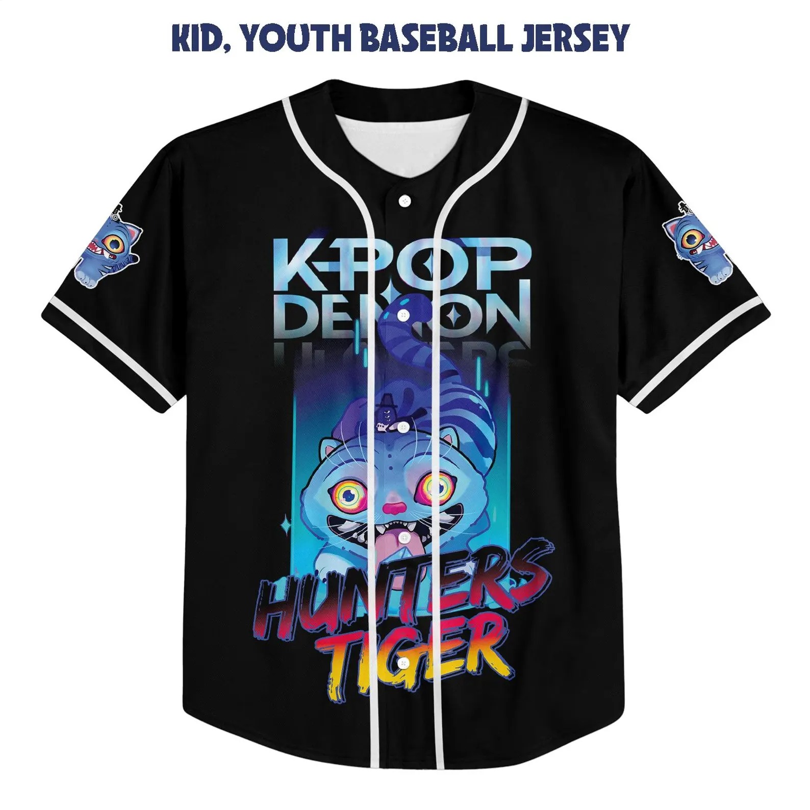 Saja Boys Baseball Jersey, Kpop Demon Hunter Villain Jersey, Kpop Demon Hunters Tiger, Demon Hunter Tiger fan Gift, Cute Animal Gift - Image 3