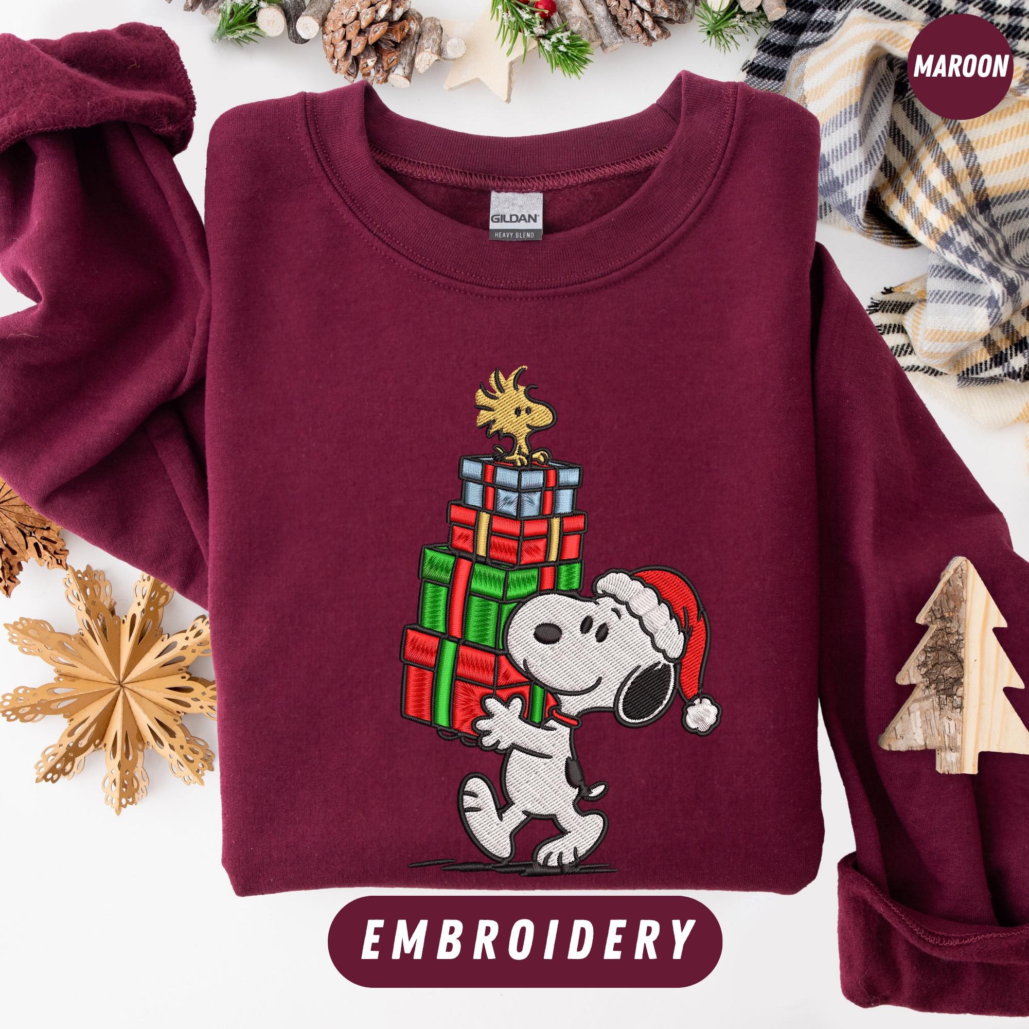 Embroidered Snoopy Christmas Sweatshirt: Holiday Festive Style - Image 2