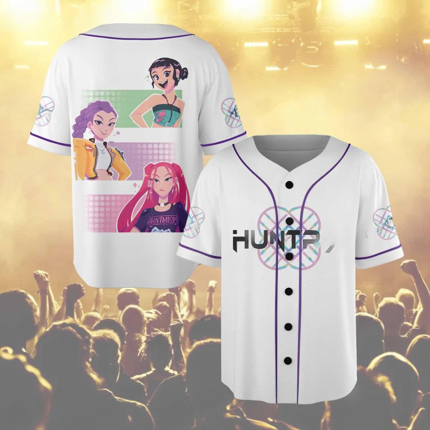 Huntrix Demon Hunters Baseball Jersey, Anime-Inspired Kpop Shirt, Unisex Jersey, Kpop Fan Gift, Cosplay Outfit