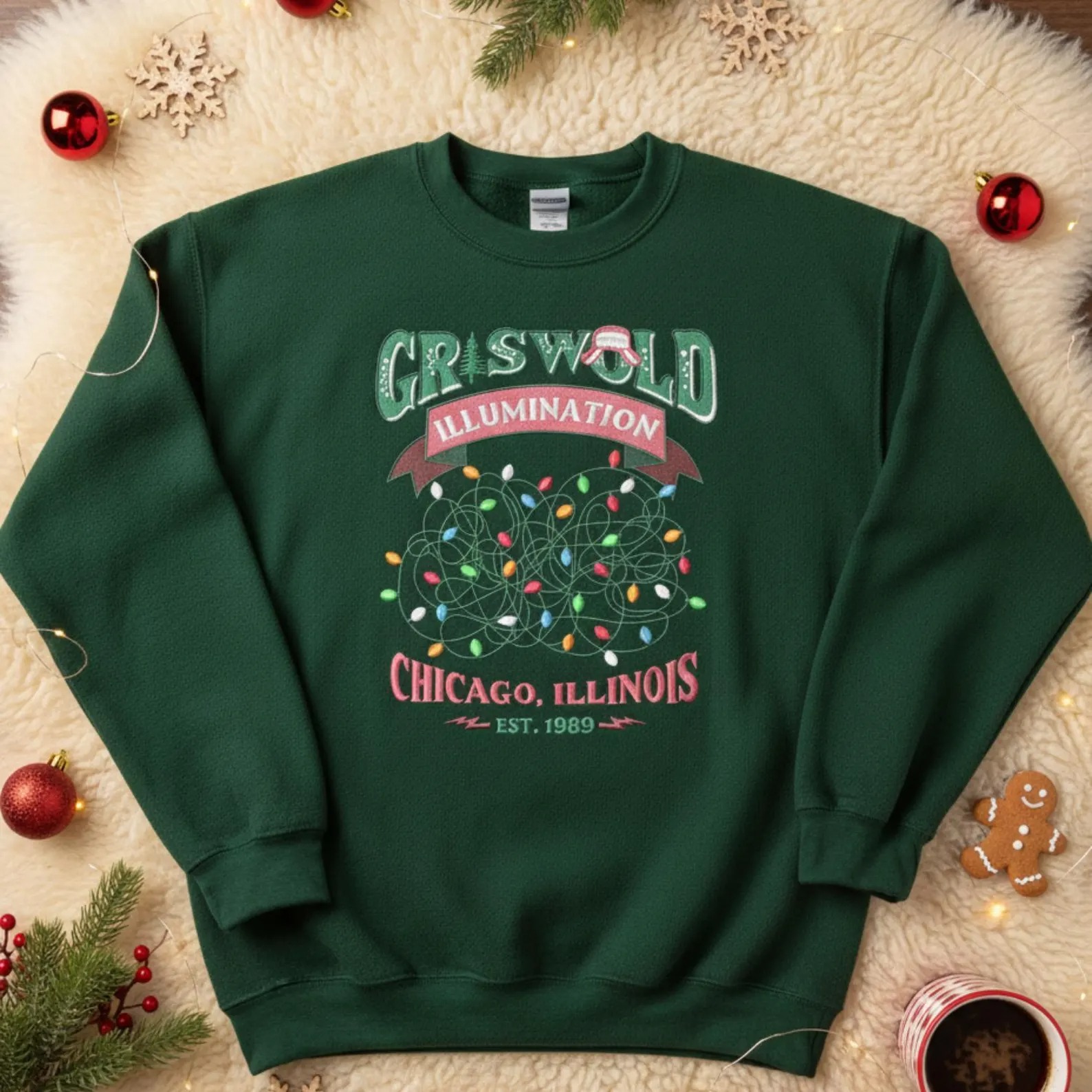 Embroidered Griswold Christmas Sweatshirt, Griswold Illumination Sweater, Funny Christmas Shirt - Image 2