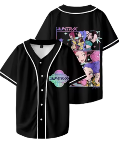 KPop Demon Hunters Huntrix Baseball Jersey – Unisex V-Neck Short Sleeve, Custom Color