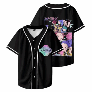 KPop Demon Hunters Huntrix Baseball Jersey – Unisex V-Neck Short Sleeve, Custom Color