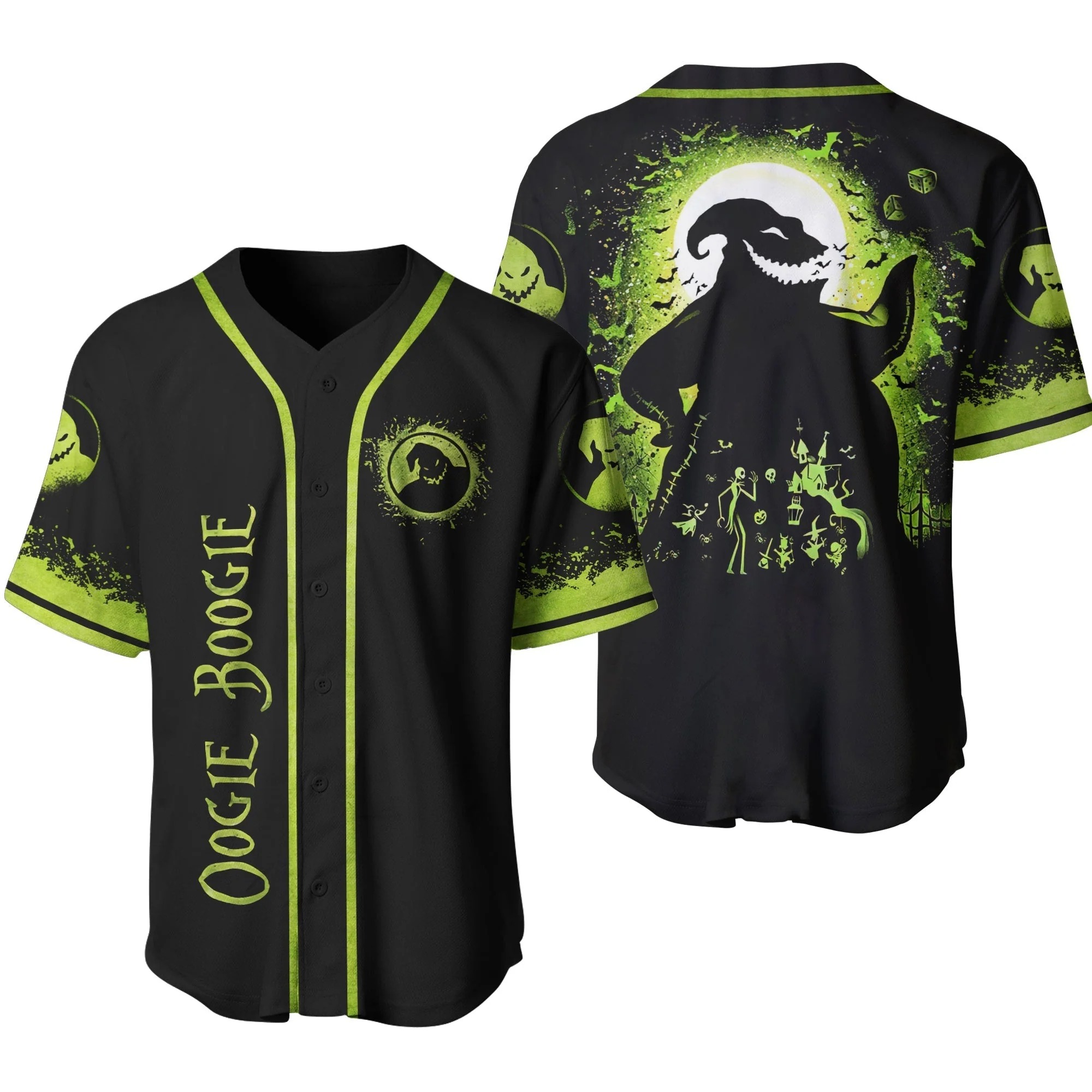 Oogie Boogie Silhouette Green Black Jersey Shirt Baseball Jersey