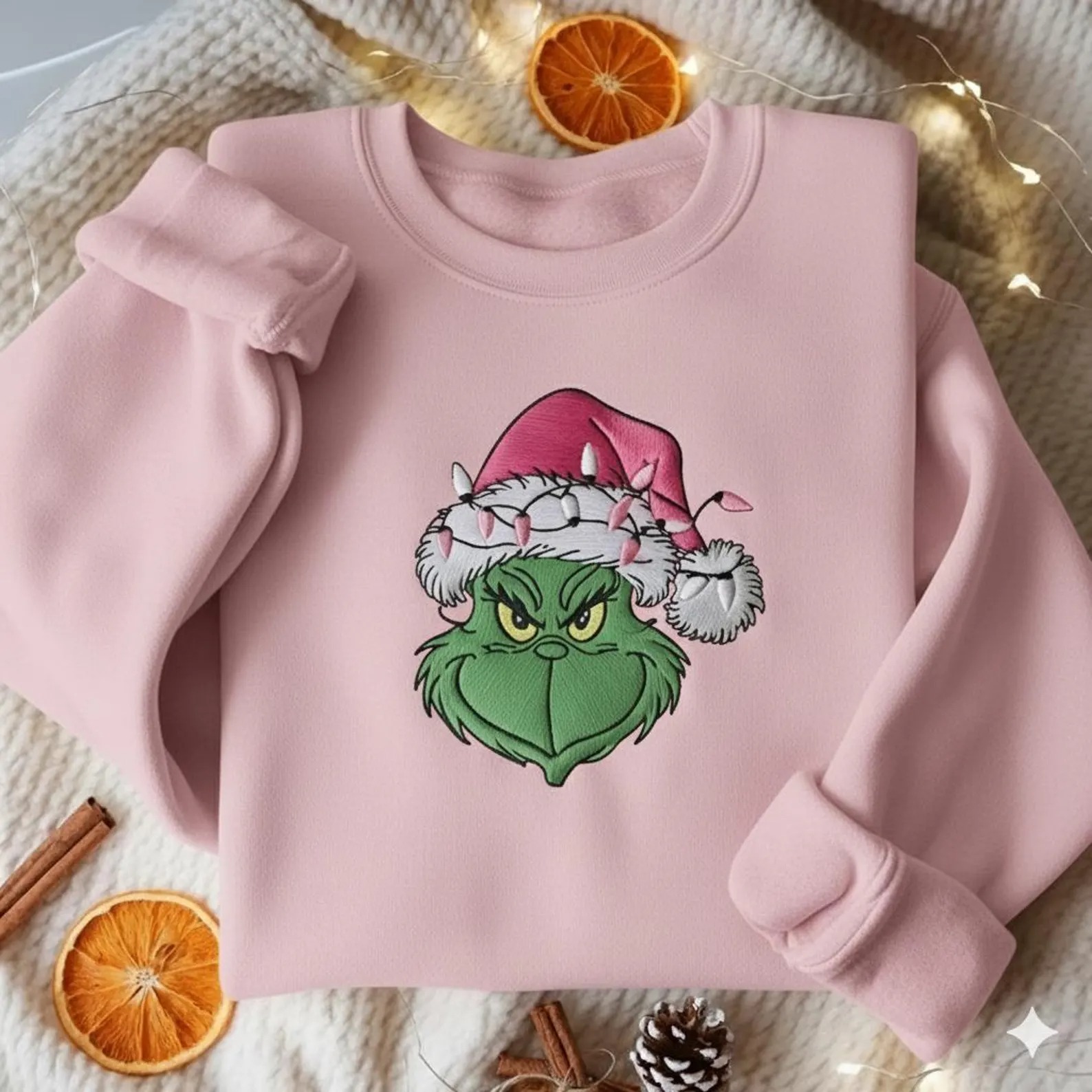 Embroidered Grinch Christmas Light Sweatshirt, Grinchmas Shirt, Grinch Christmas Sweatshirt - Image 3