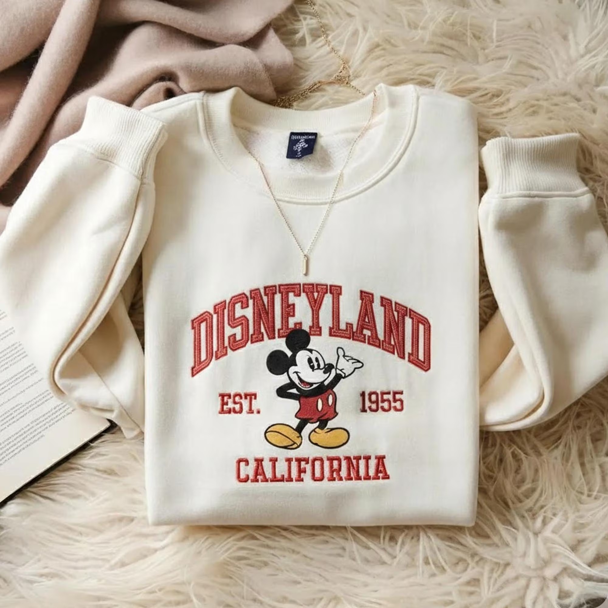 Embroidered Disneyland EST 1955 Sweatshirt, Disneyland Family Christmas Shirt, Mickey And Friends Shirt, Disneyland Trip Shirt - Image 6