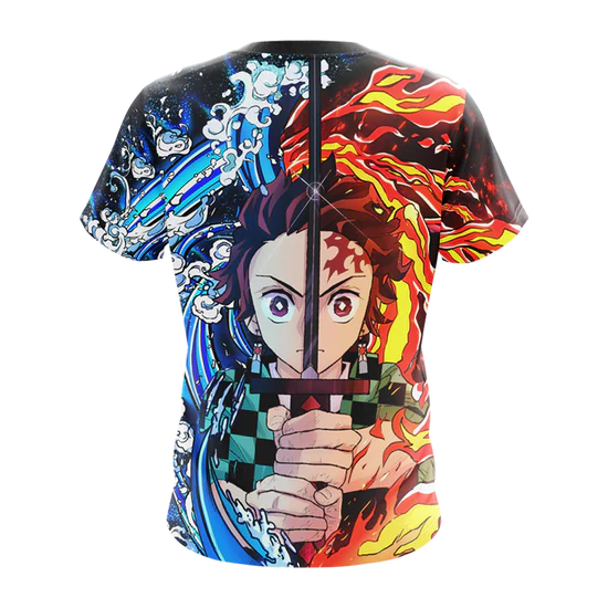 Tanjiro Sun and Water Breathing Techniques Demon Slayer 3D T- Shirt - Image 3