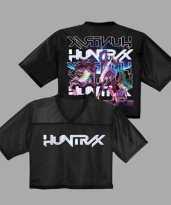 Kpop Demon Hunters Crop Top Football Jersey Full Mesh, Huntrix Golden Mesh Shirt, Anime Kpop Concert Outfit