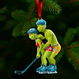 Funny Grinch Christmas Ornament, Personalized Couple Acrylic Ornament, Cute Green Monster Xmas Decoration, Holiday Tree Gift for Him Her - Image 4