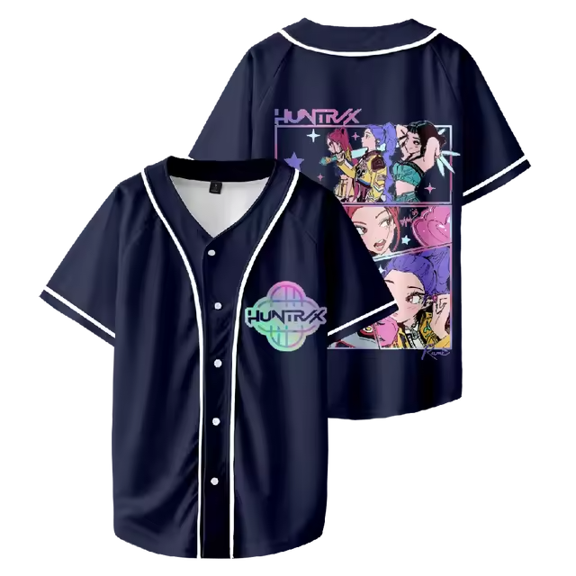 KPop Demon Hunters Huntrix Baseball Jersey – Unisex V-Neck Short Sleeve, Custom Color - Image 3