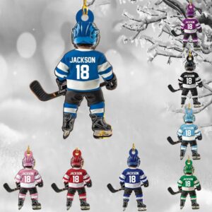 Personalized Hockey, Ice Hockey Ornament, 2D Flat Not 3D, Custom Hockey Ornament, Christmas Tree Decoration, Hockey Mom, Kid Ornament