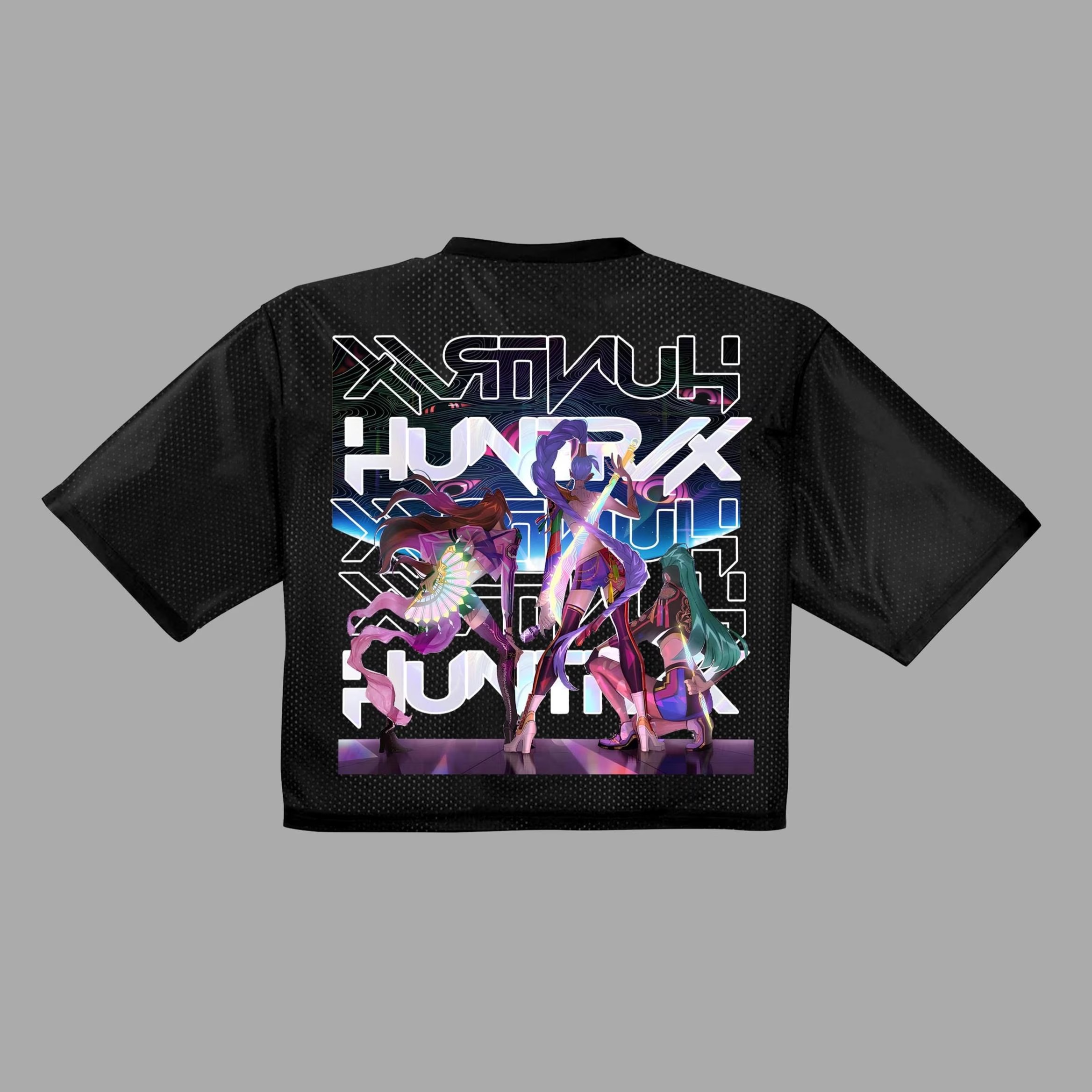 Kpop Demon Hunters Crop Top Football Jersey Full Mesh, Huntrix Golden Mesh Shirt, Anime Kpop Concert Outfit - Image 3