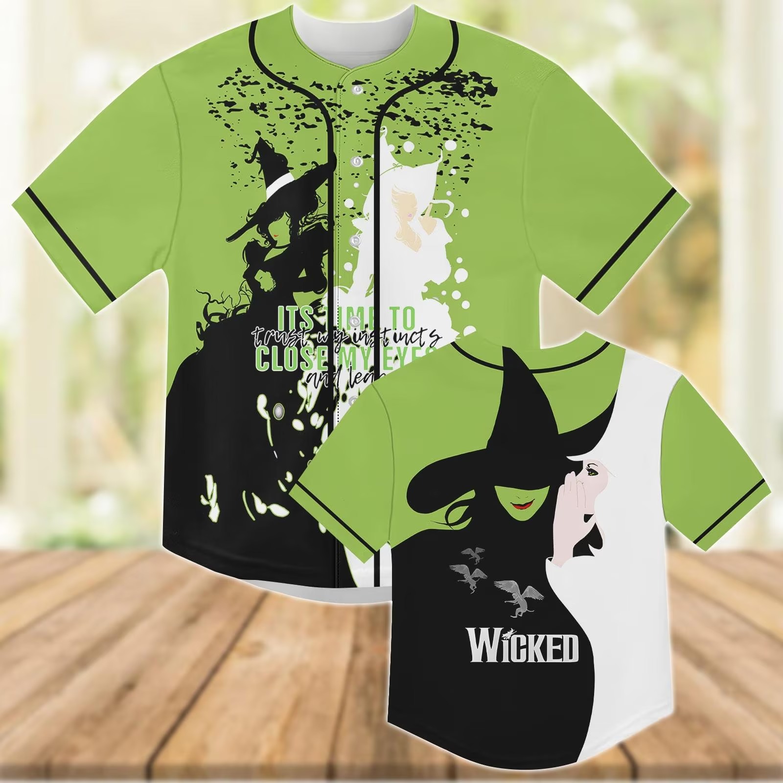 Wicked Baseball Jersey, Elphaba And Glinda Baseball Shirt, Broadway Musical Fan Shirt, Wicked Movie Jersey, Halloween Gifts For Her - Image 2