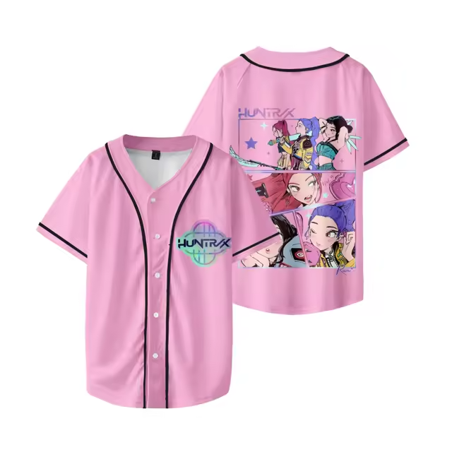 KPop Demon Hunters Huntrix Baseball Jersey – Unisex V-Neck Short Sleeve, Custom Color - Image 4