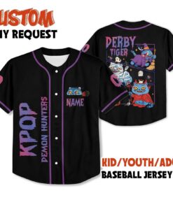 Custom Halloween Tiger Derpy Baseball Jersey, Kpop Demon Hunter Shirt, Hunter Merch