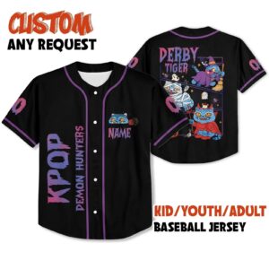Custom Halloween Tiger Derpy Baseball Jersey, Kpop Demon Hunter Shirt, Hunter Merch